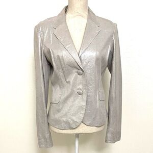Soft Silver Women's Leather Blazer